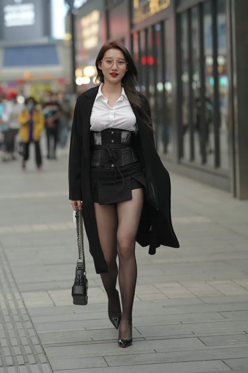 [Mzsock] NO.160 Long legs in black stockings street photography#[105P]-7