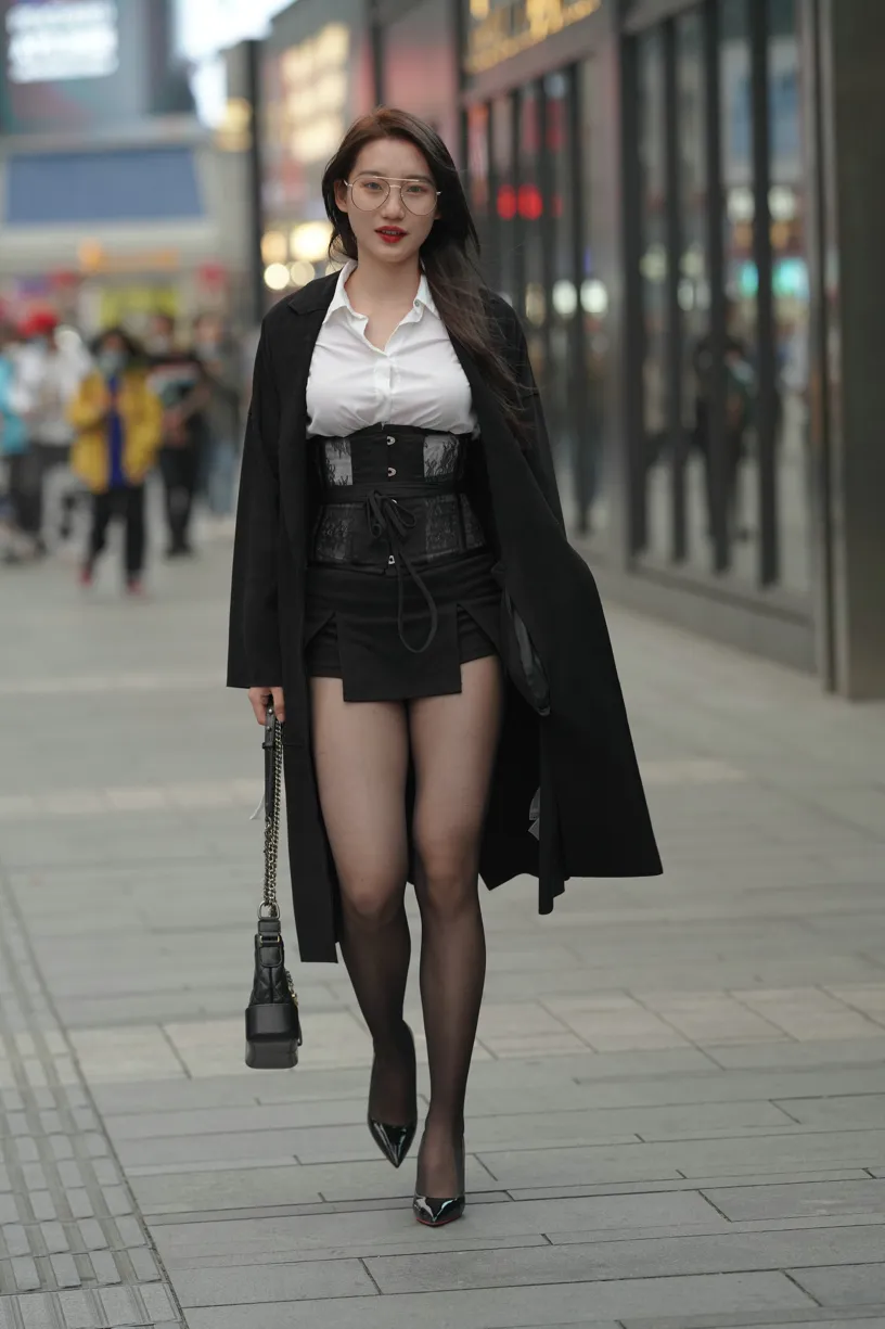 [Mzsock] NO.160 Long legs in black stockings street photography#[105P]-8