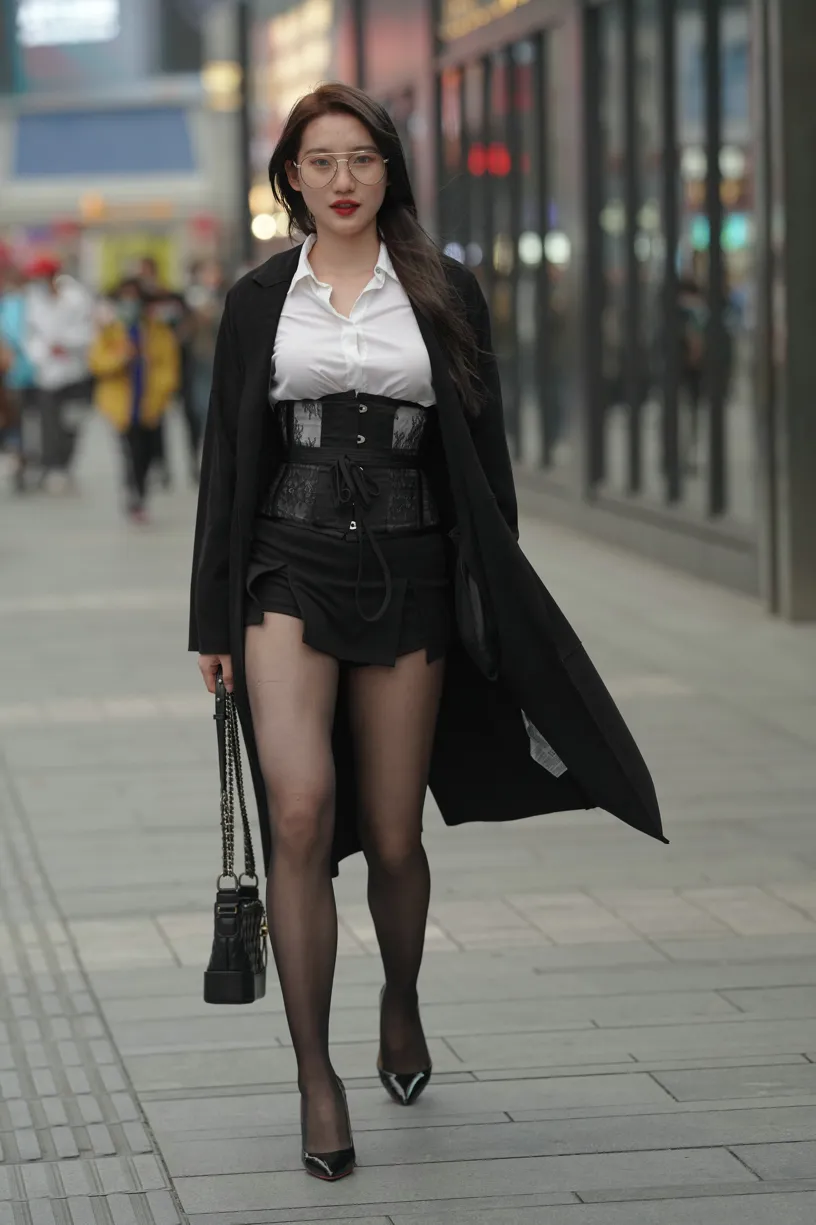 [Mzsock] NO.160 Long legs in black stockings street photography#[105P]-10