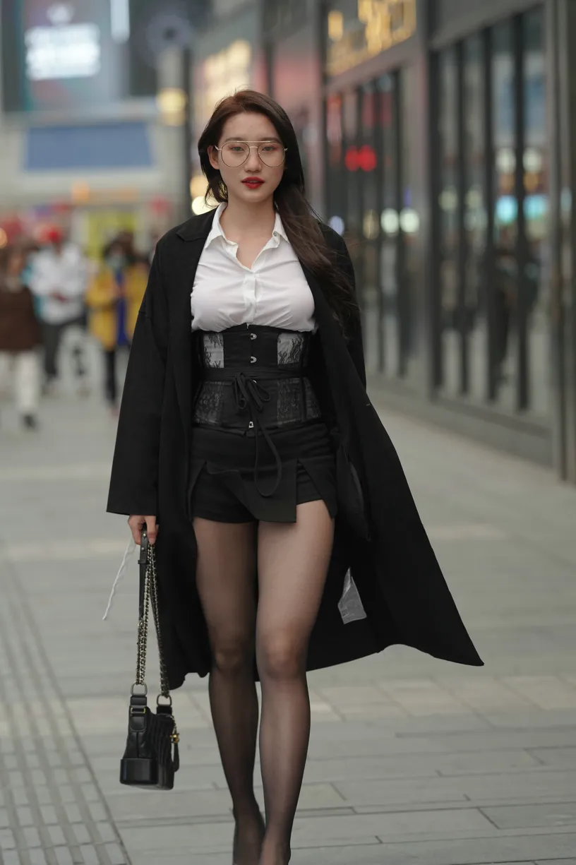 [Mzsock] NO.160 Long legs in black stockings street photography#[105P]-2