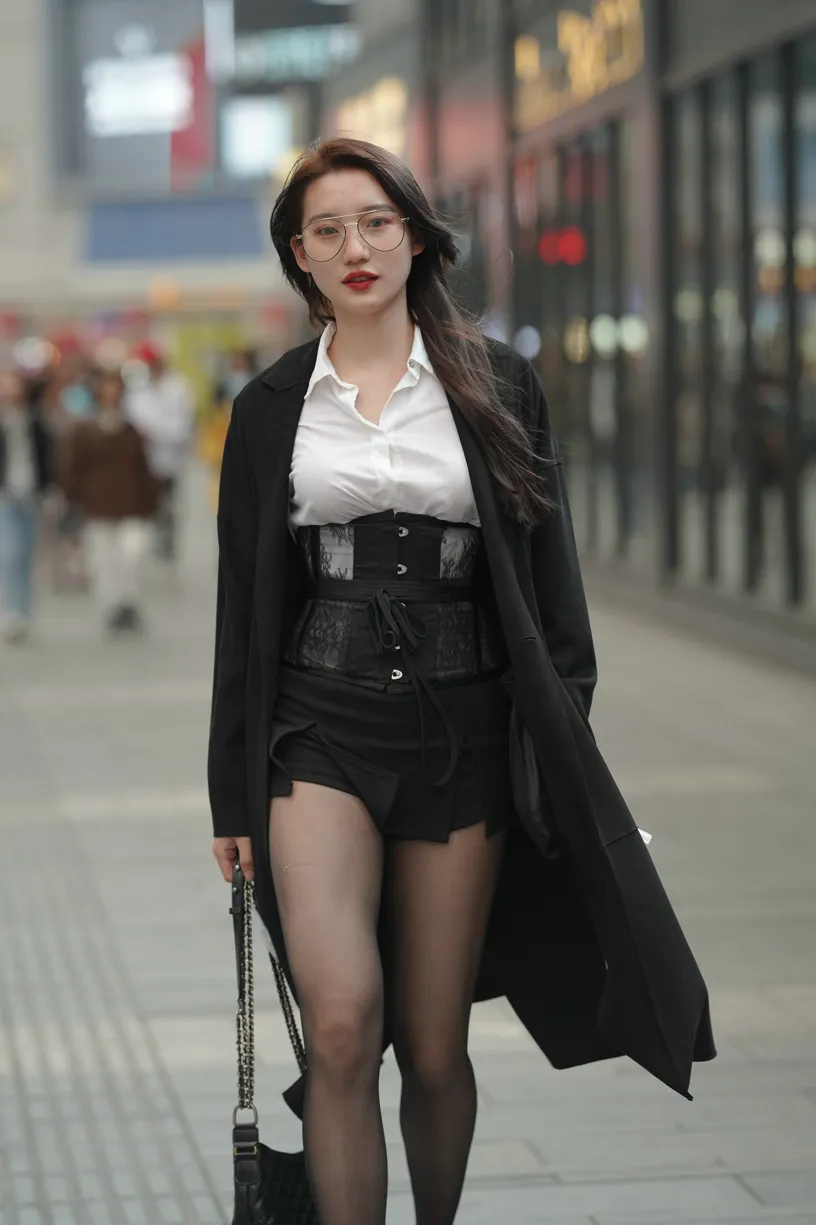 [Mzsock] NO.160 Long legs in black stockings street photography#[105P]-5