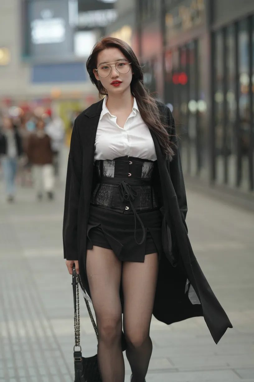 [Mzsock] NO.160 Long legs in black stockings street photography#[105P]-6