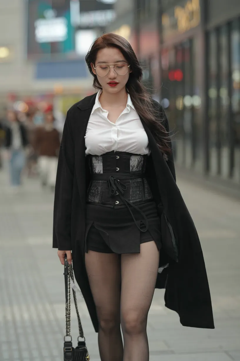 [Mzsock] NO.160 Long legs in black stockings street photography#[105P]-7