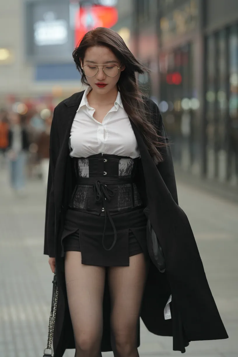 [Mzsock] NO.160 Long legs in black stockings street photography#[105P]-9