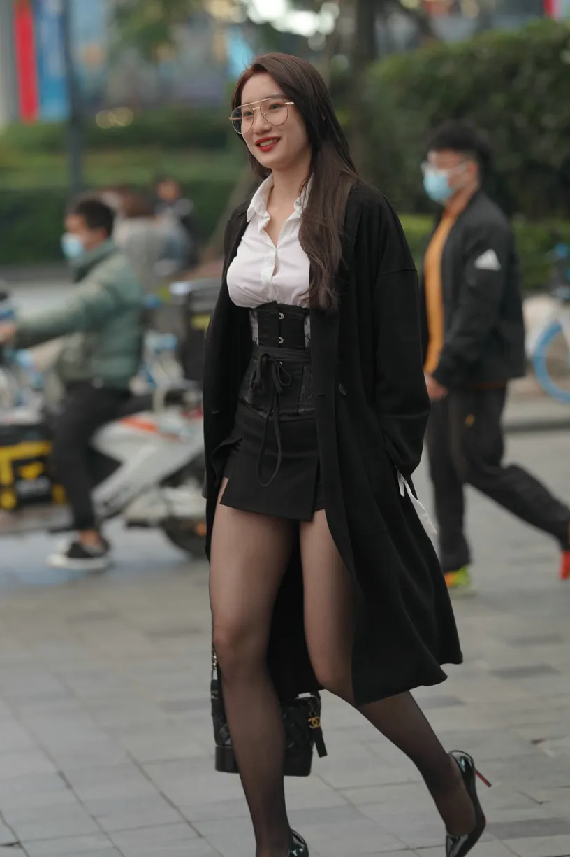 [Mzsock] NO.160 Long legs in black stockings street photography#[105P]-7