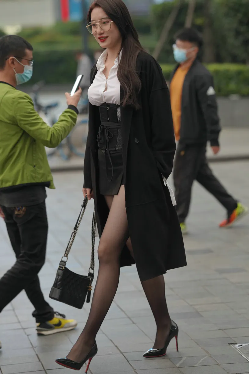 [Mzsock] NO.160 Long legs in black stockings street photography#[105P]-8