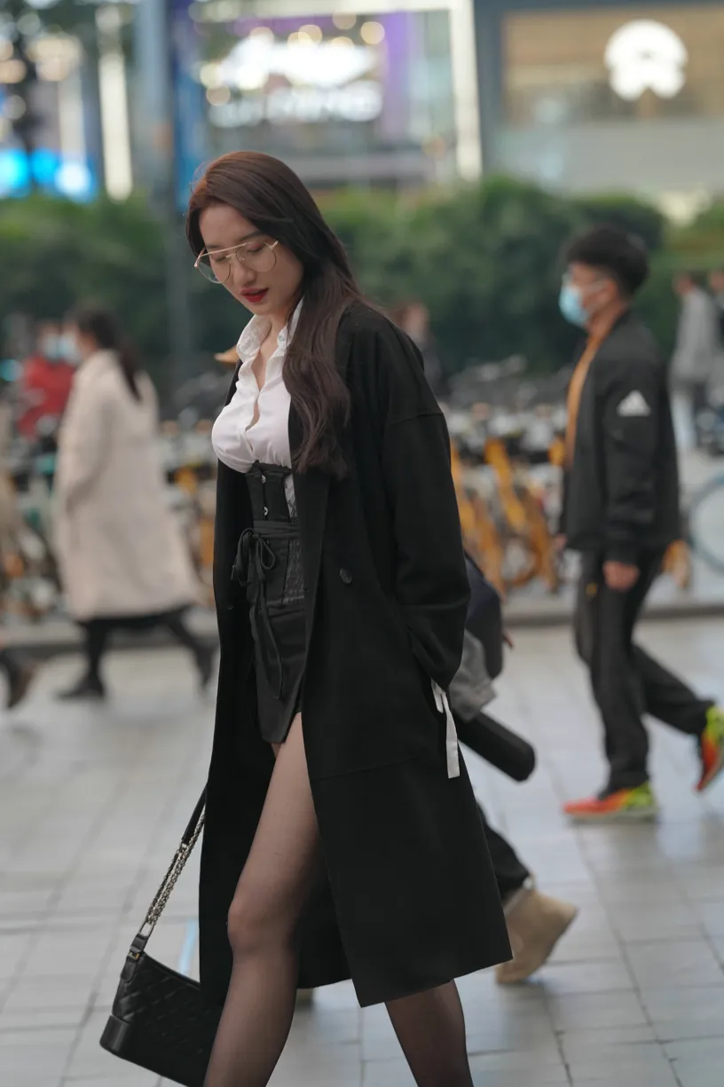 [Mzsock] NO.160 Long legs in black stockings street photography#[105P]-3