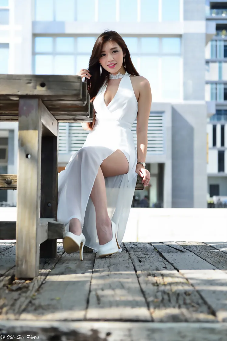 [Mzsock] NO.156 Xie Liqi white dress with high heels and beautiful legs street photography#[105P]-3