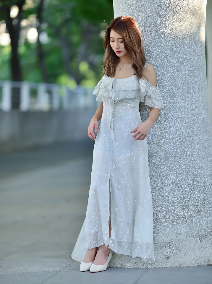 [Mzsock] NO.200 vivi Cao Yuanyuan suspender high-slit long skirt with high heels and beautiful legs street photography#[105P]-2