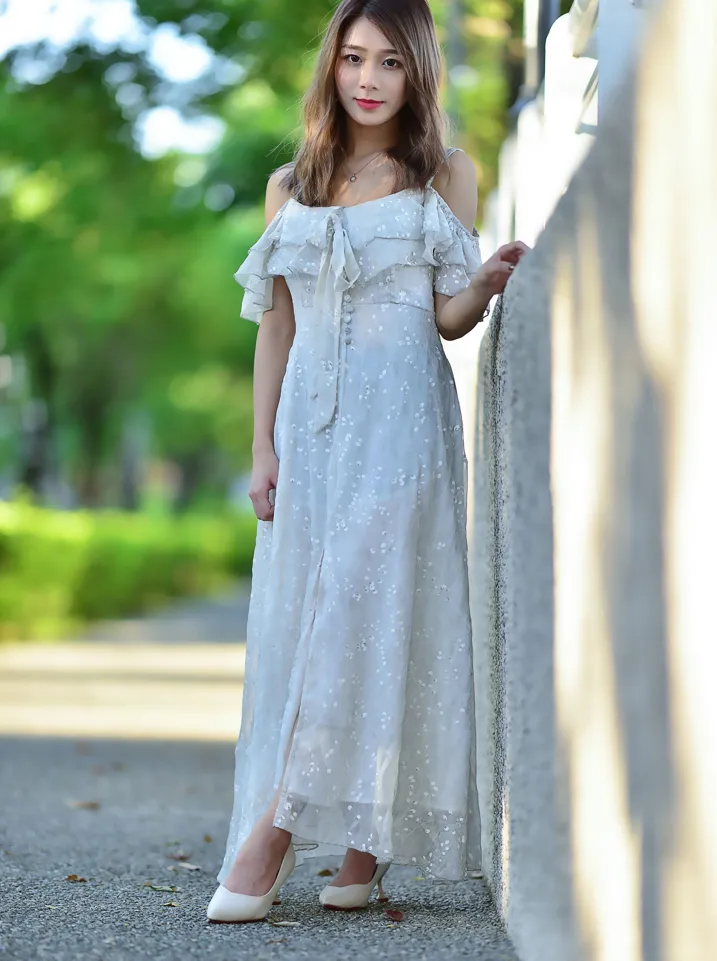 [Mzsock] NO.200 vivi Cao Yuanyuan suspender high-slit long skirt with high heels and beautiful legs street photography#[105P]-1