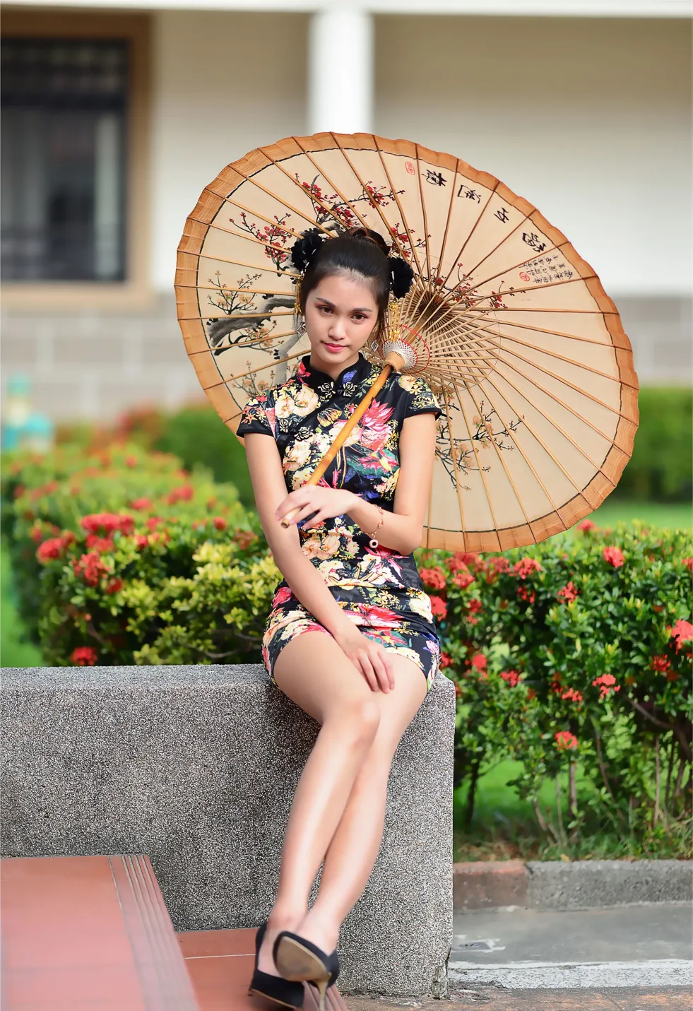 [Mzsock] NO.191 Chen Mengxin short cheongsam high heels beautiful legs street photography#[100P]-1