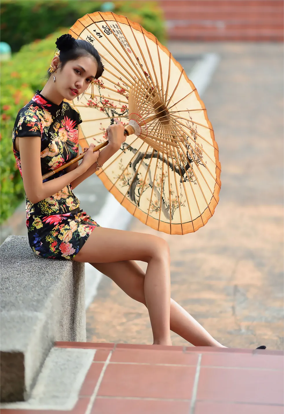 [Mzsock] NO.191 Chen Mengxin short cheongsam high heels beautiful legs street photography#[100P]-1