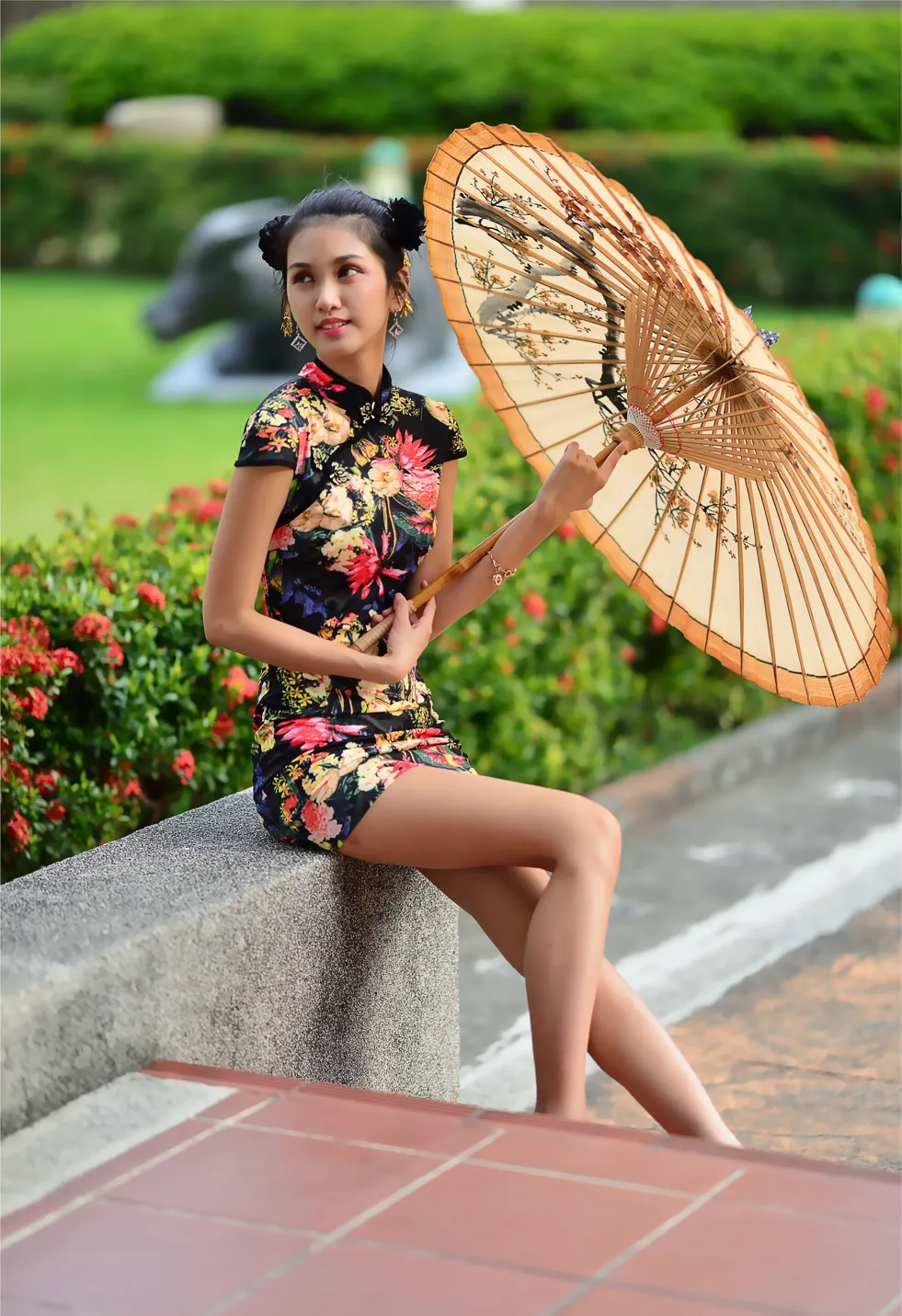 [Mzsock] NO.191 Chen Mengxin short cheongsam high heels beautiful legs street photography#[100P]-4