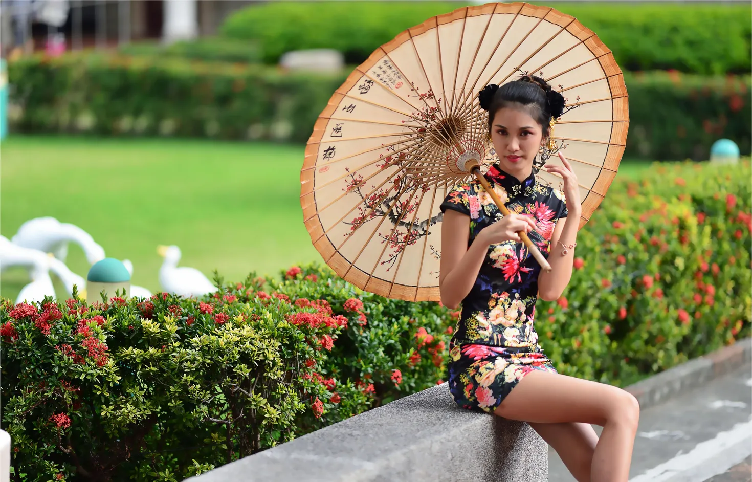 [Mzsock] NO.191 Chen Mengxin short cheongsam high heels beautiful legs street photography#[100P]-7