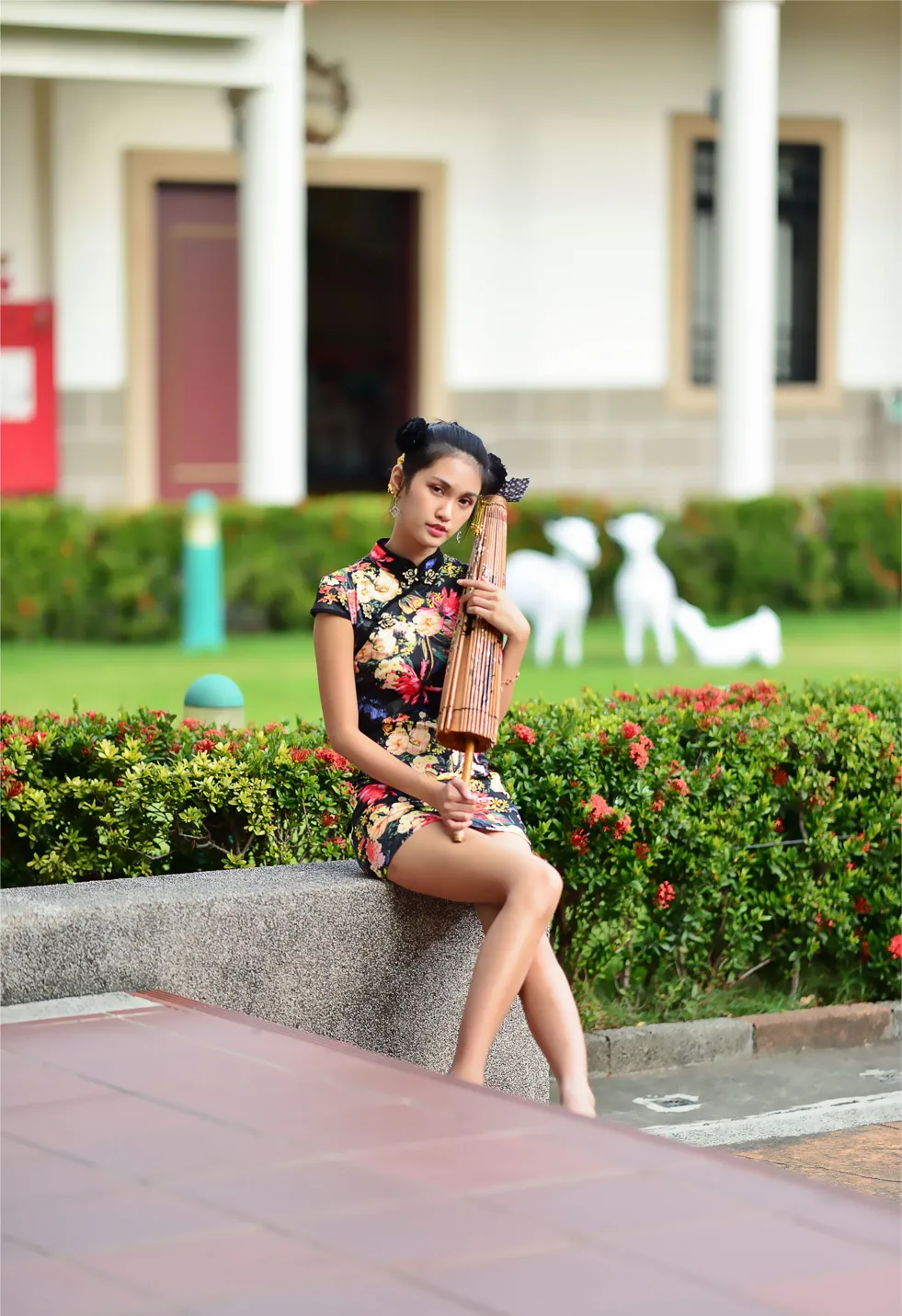 [Mzsock] NO.191 Chen Mengxin short cheongsam high heels beautiful legs street photography#[100P]-9