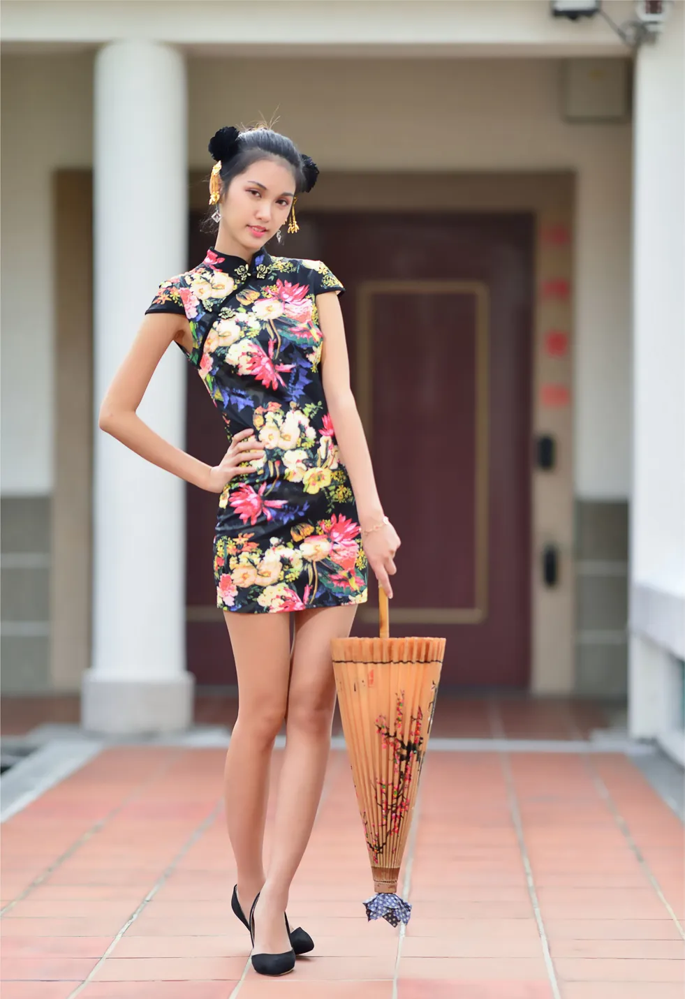 [Mzsock] NO.191 Chen Mengxin short cheongsam high heels beautiful legs street photography#[100P]-2