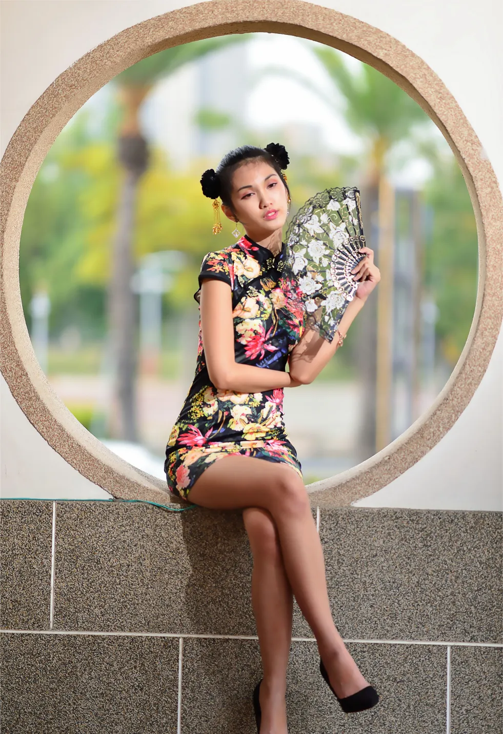 [Mzsock] NO.191 Chen Mengxin short cheongsam high heels beautiful legs street photography#[100P]-3